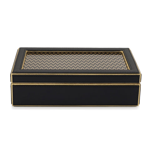 Black & Gold Faux Leather Lid Box - Large