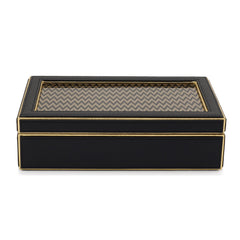 Black & Gold Faux Leather Lid Box - Large