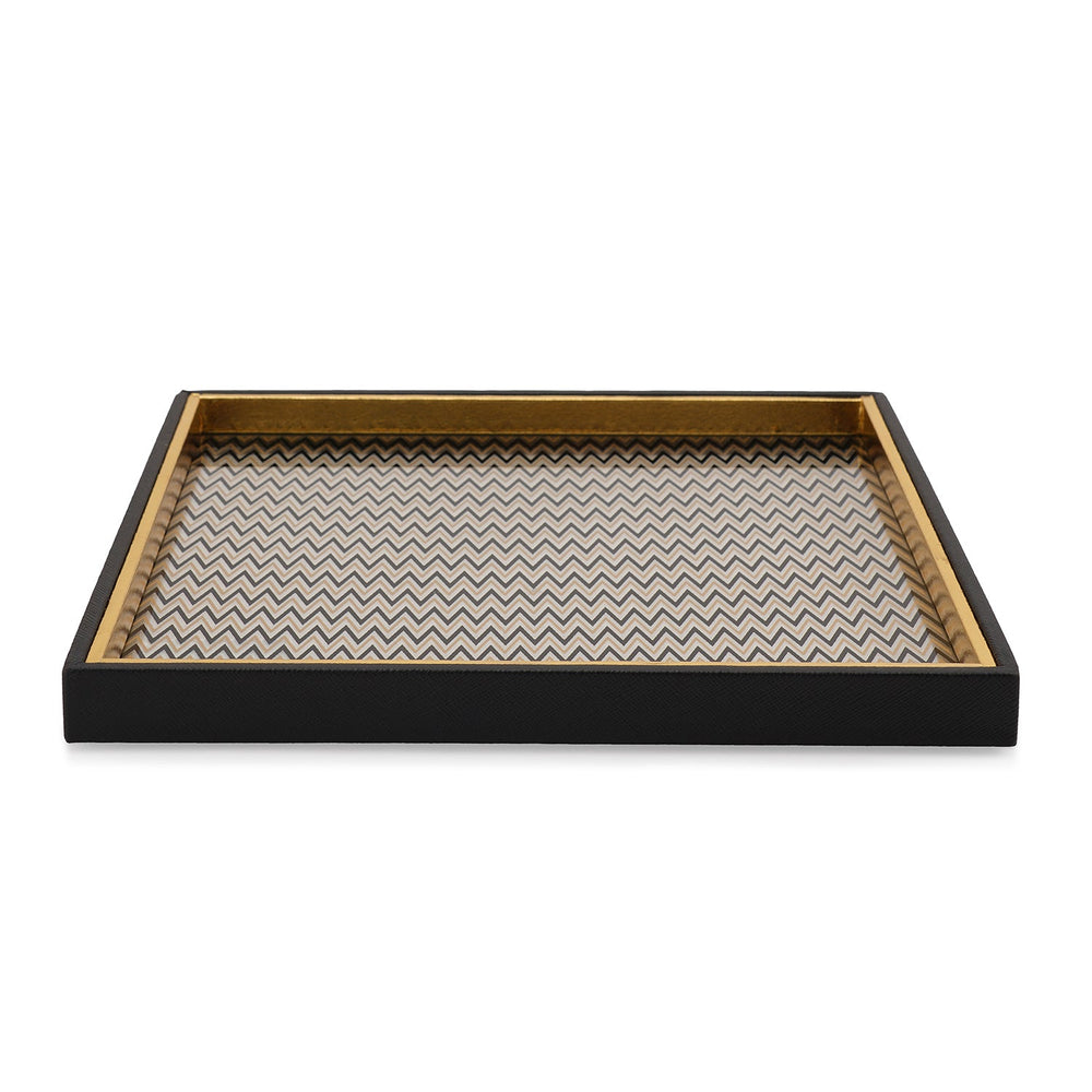 Black & Gold Chevron Faux Leather Platter