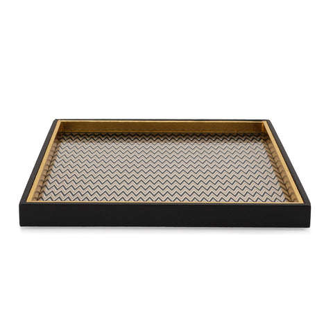 Black & Gold Chevron Faux Leather Platter