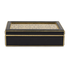 Black & Gold Faux Leather Rectangular Lid Box