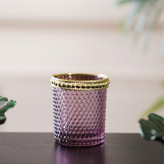 Set Of 6 Iris Purple Dotted Votive Holder