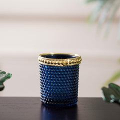 Set of 6 Sapphire Blue Dotted Votive Holder
