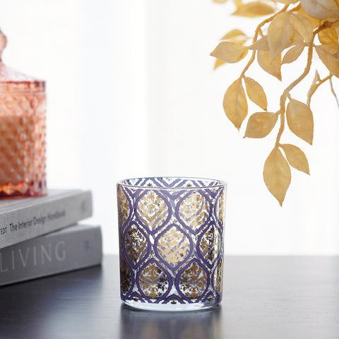 Set Of 4 Iris Purple Decorative Votive
