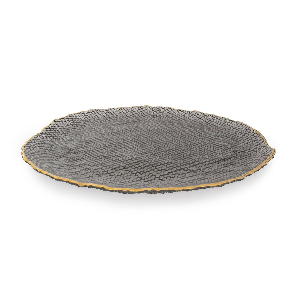 Grey Fizz Textured Glass Dinner Plate