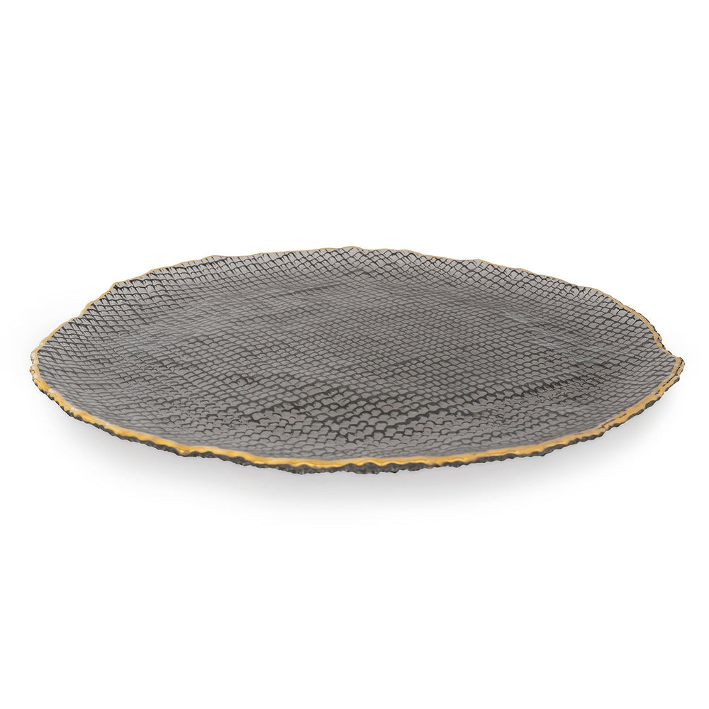 Grey Fizz Textured Glass Charger Plate