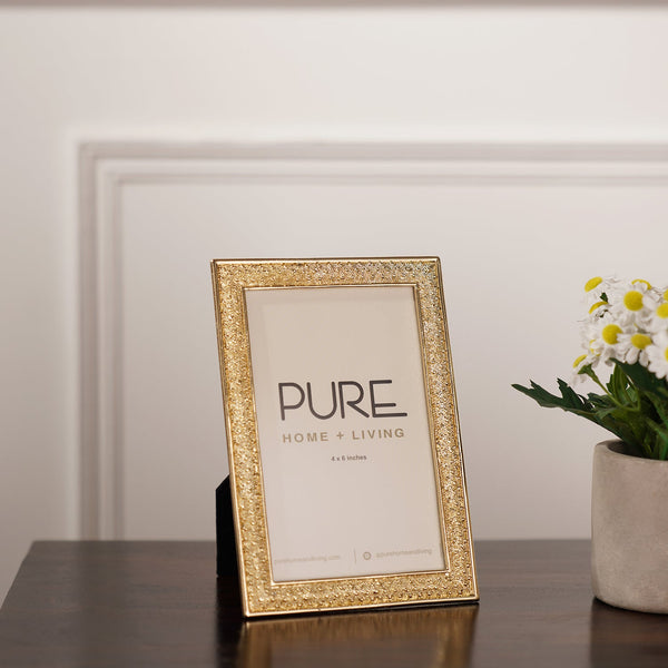 Gold Pearl Beaded Metal Photo Frame