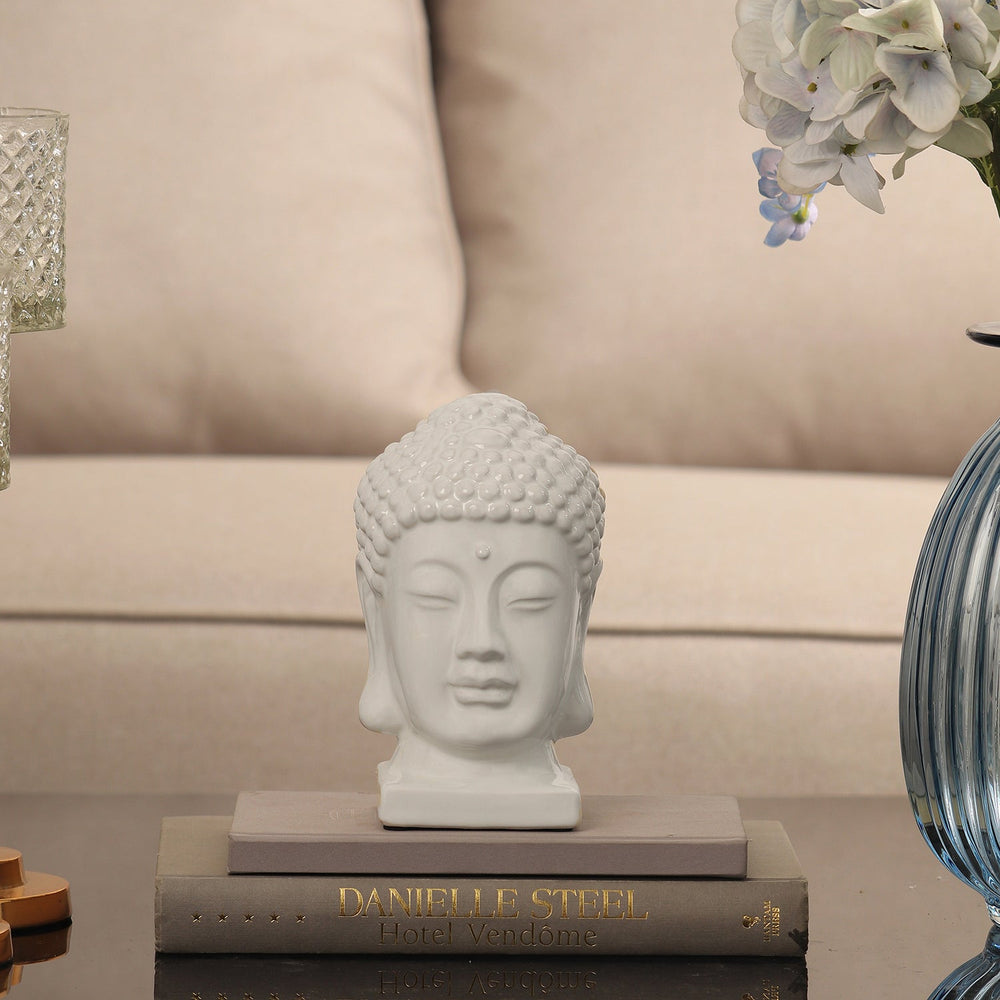Cream Ceramic Buddha Head