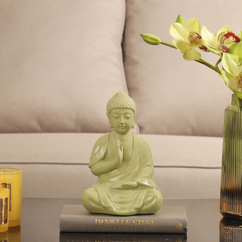 Light Green Sitting Buddha Sculpture