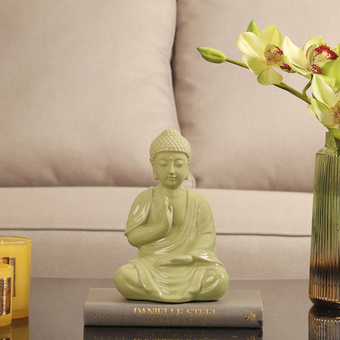 Light Green Sitting Buddha Sculpture