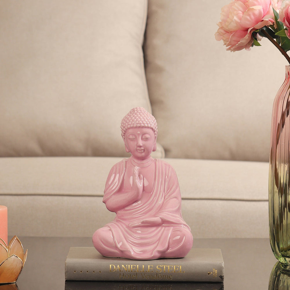 Light Pink Sitting Buddha Sculpture