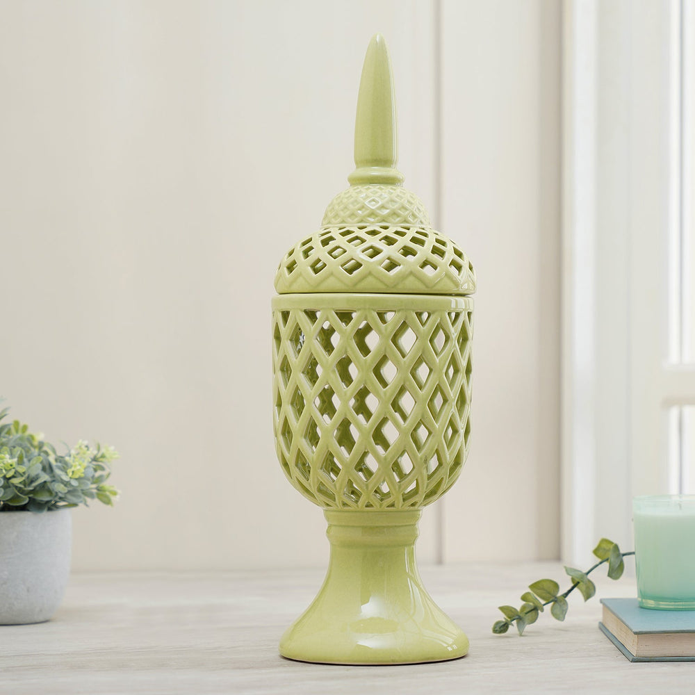 Green Interlaced Ceramic Jar