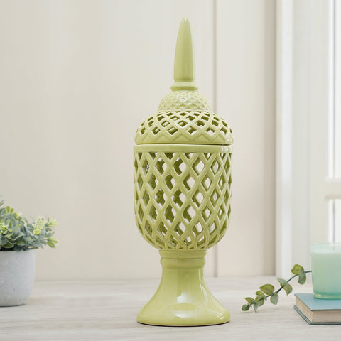 Green Interlaced Ceramic Jar