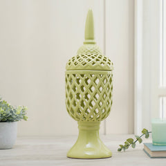 Green Interlaced Ceramic Jar