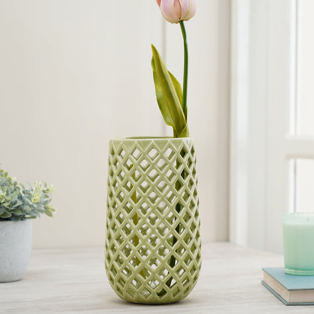Green Interlaced Ceramic Vase