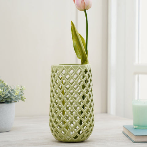 Green Interlaced Ceramic Vase
