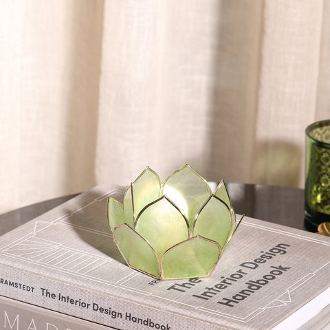 Green Ombre 12 Shells Capiz Tealight Holder