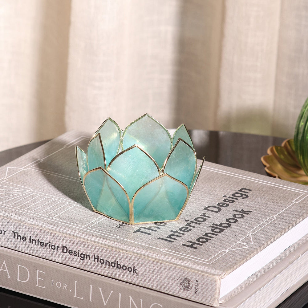 Blue Ombre 12 Shells Capiz Tealight Holder
