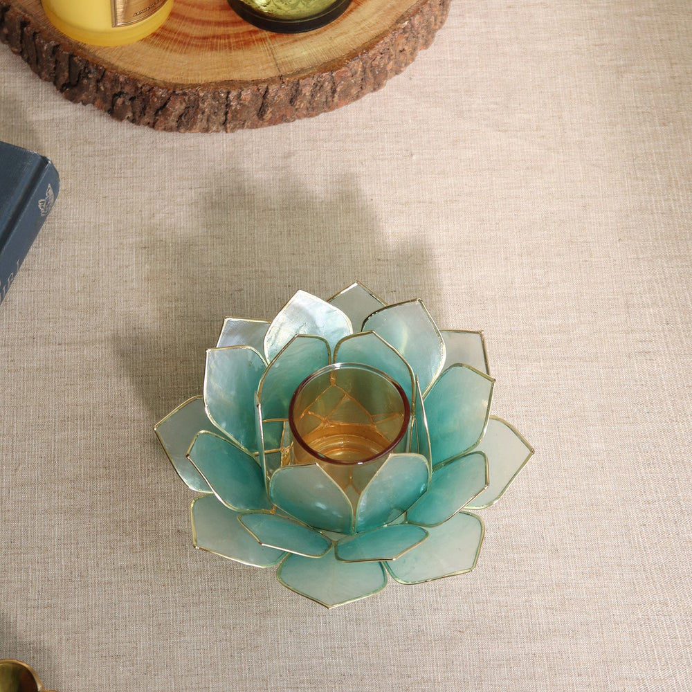 Blue Ombre 22 Shells Capiz Tealight Holder