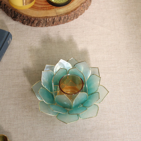 Blue Ombre 22 Shells Capiz Tealight Holder