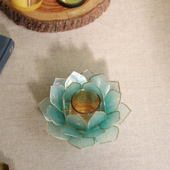Blue Ombre 22 Shells Capiz Tealight Holder
