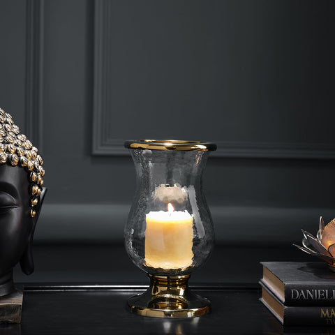 Gold Hammered Glass Votive Holder - Small