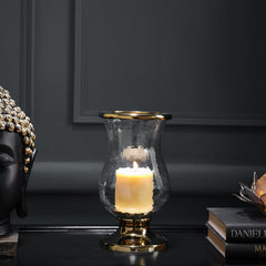 Gold Hammered Glass Votive Holder - Small