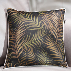 Velvet Leaf Print Cushion Cover