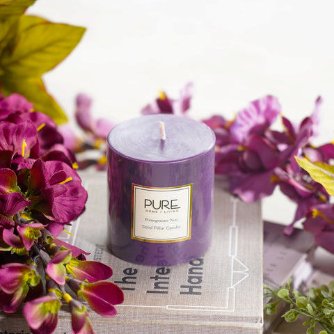 Set of 2 Purple Serene Pillar Candle Medium