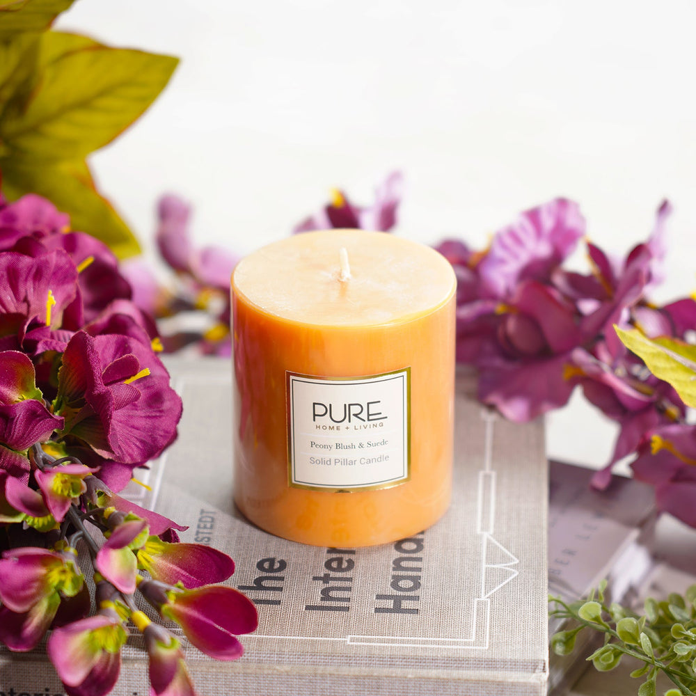 Set of 2 Yellow Serene Pillar Candle Medium