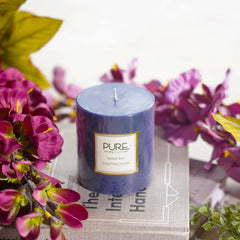 Set Of 2 Blue Serene Pillar Candle Medium