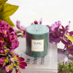 Set Of 2 Green Serene Pillar Candle Medium