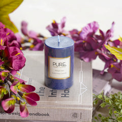 Set of 2 Blue Serene Pillar Candle Small