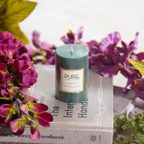 Set of 2 Green Serene Pillar Candle Small