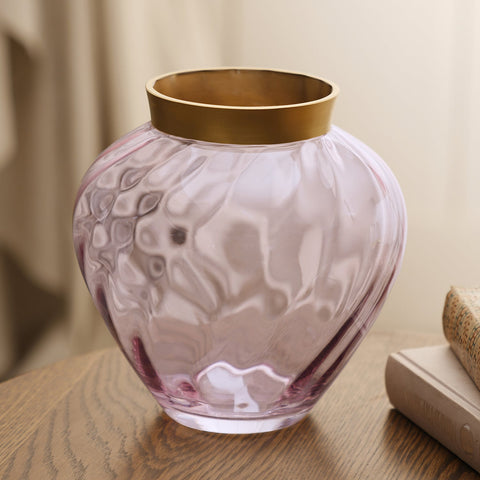 Purple Diagonal Texture Glass Vase
