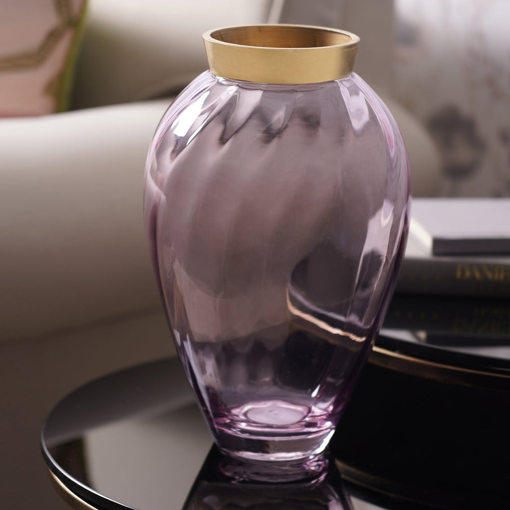 Purple Swirl Textured Glass Vase