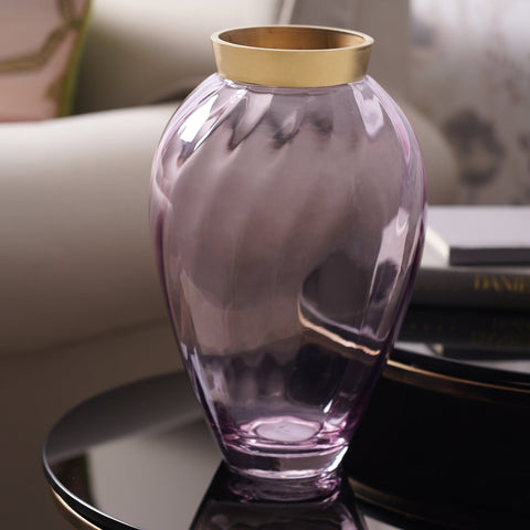Purple Swirl Textured Glass Vase