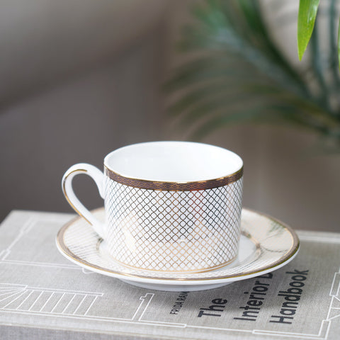 Set Of 6 Gold Design Tea Cup & Saucer