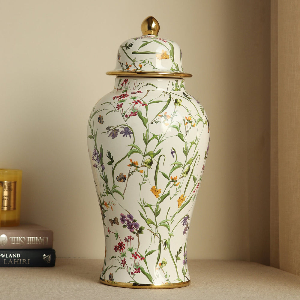 Multicolour Floral Ceramic Urn