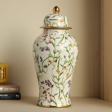 Multicolour Floral Ceramic Urn