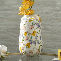 Multicolour Botanical Pattern Ceramic Vase