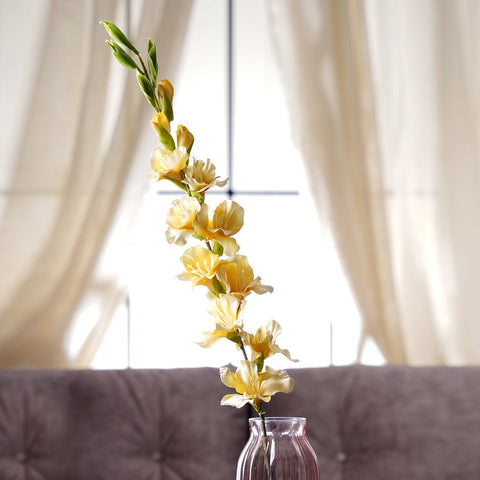 Yellow Gladiolus Faux Flower Stem Single