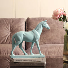 Blue Polyresin Standing Horse Figurine