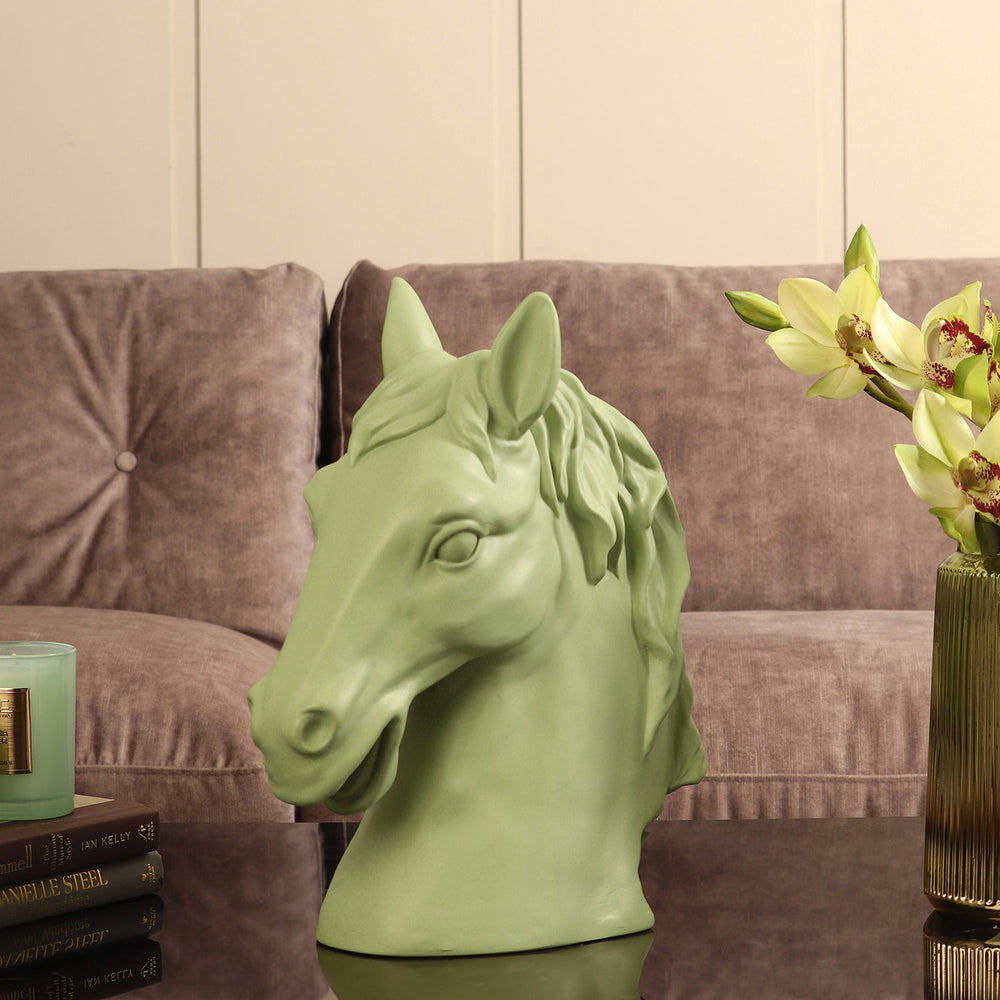 Green Polyresin Horse Head Figurine