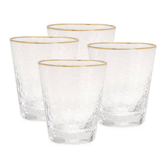 Set of 4 - Clear Hammered Drinking Glasses