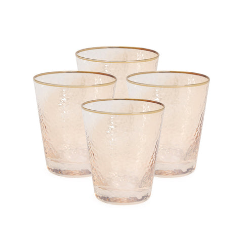 Set of 4 - Amber Hammered Drinking Glasses