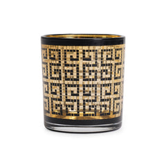 Set of 4 - Black & Gold Glass Votive
