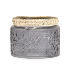 Set of 4 - Grey Textured Glass Tealight Holders