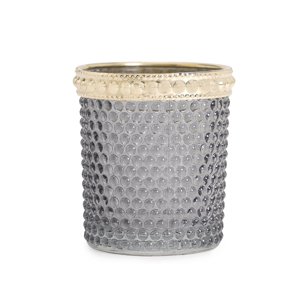 Set of 6 - Grey Dotted Glass Votive Holders