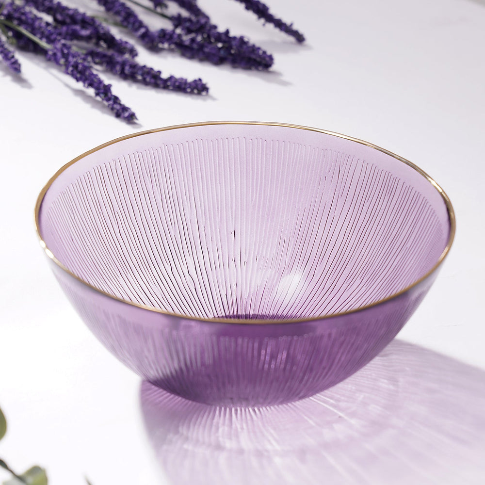 Purple Radial Glass Serving Bowl